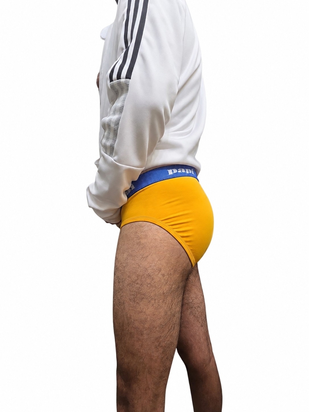 Men's Papi Yellow Briefs with Blue Waistband Size L - Picture 2 of 5